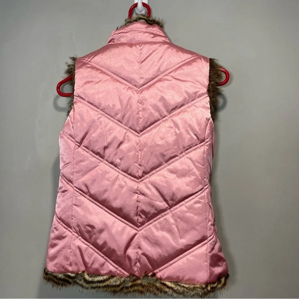 Gap Kids Girls Reversible Vest Metallic Pink Faux Fur Size XL (12)